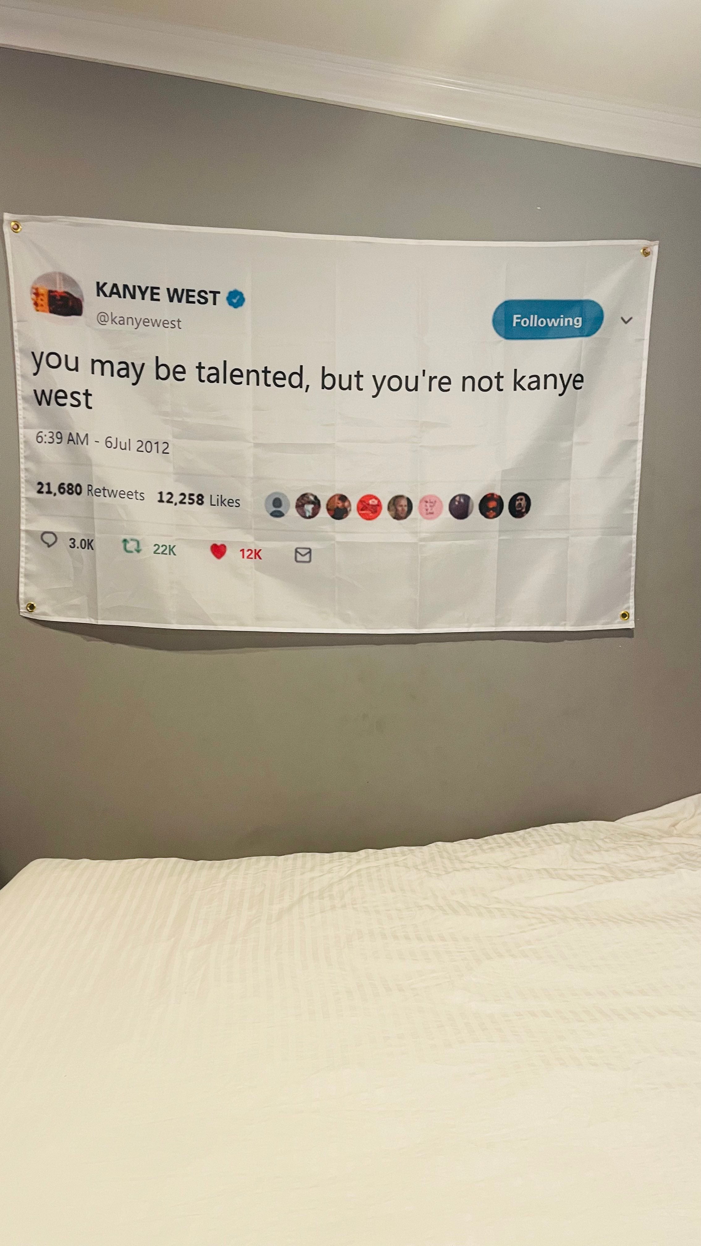 thumbnail image 2 of ENMOON Kanye West Tweet Flag - 3x5FT, 'I Need A Room Of Mirror So I Can Be Surrounded', Polyester 2 of 4