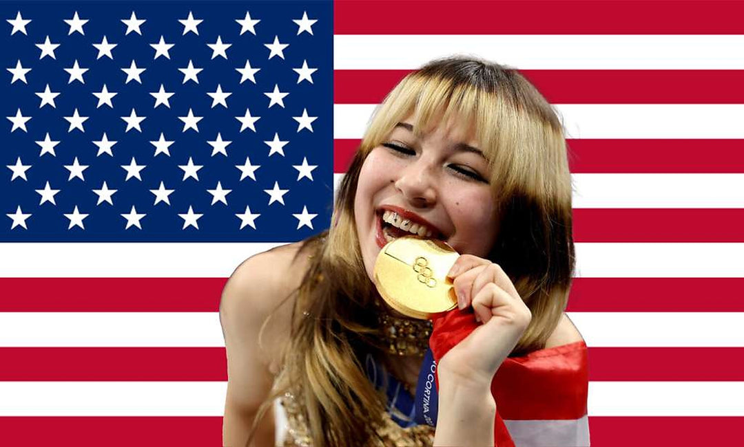 Gold medal American flag, 5x3ft polyester wall banner