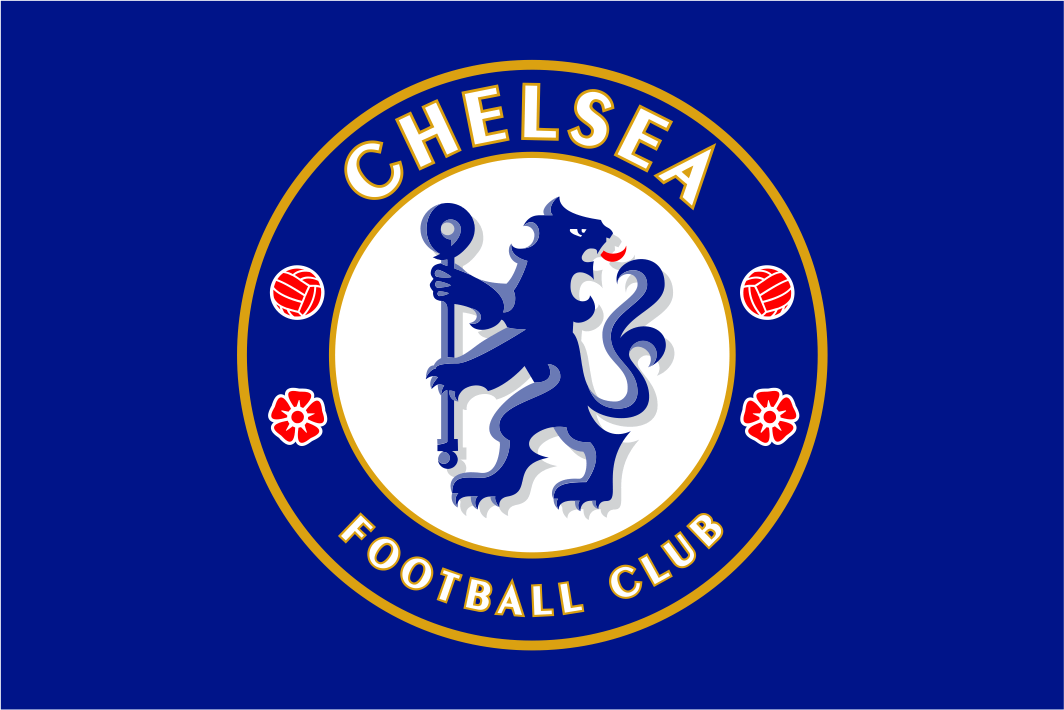 Chelsea Football Club lion crest on a royal blue 3x5 ft flag