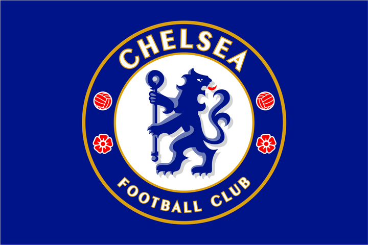Chelsea Football Club lion crest on a royal blue 3x5 ft flag