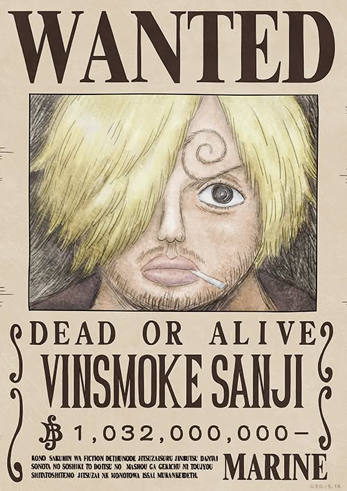 Vinsmoke Sanji wanted poster flag with a 1,032,000,000 berry bounty