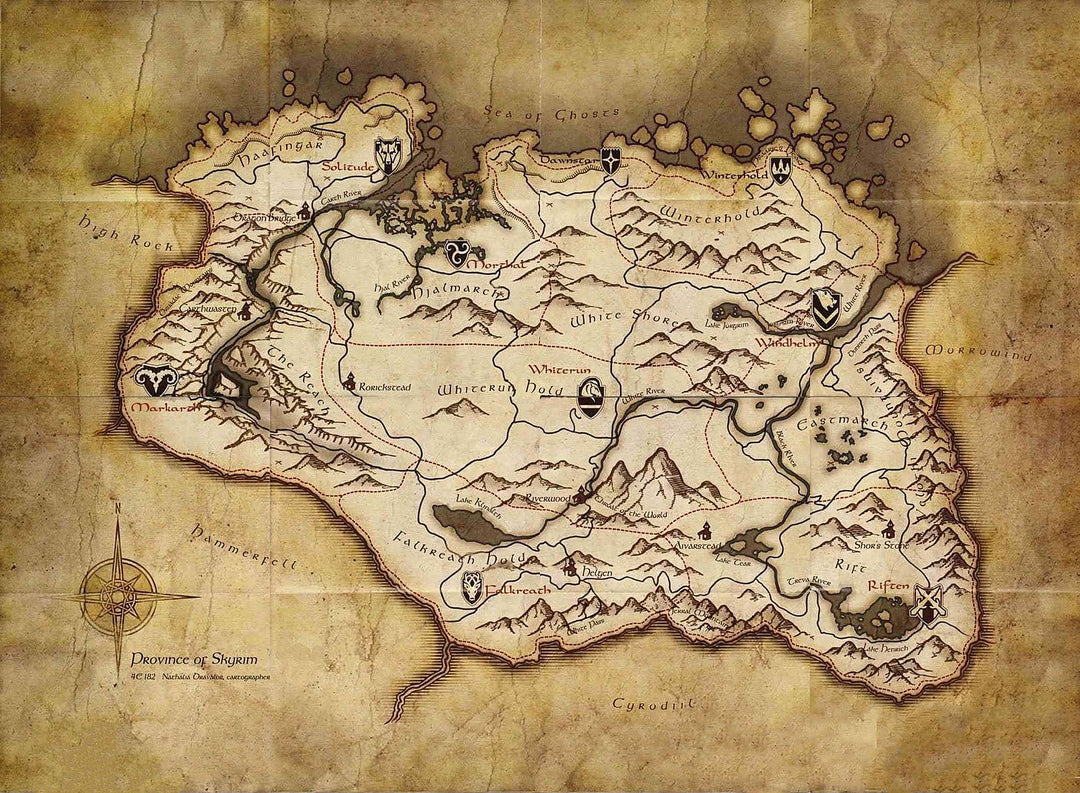 Province of Skyrim map flag, polyester wall banner